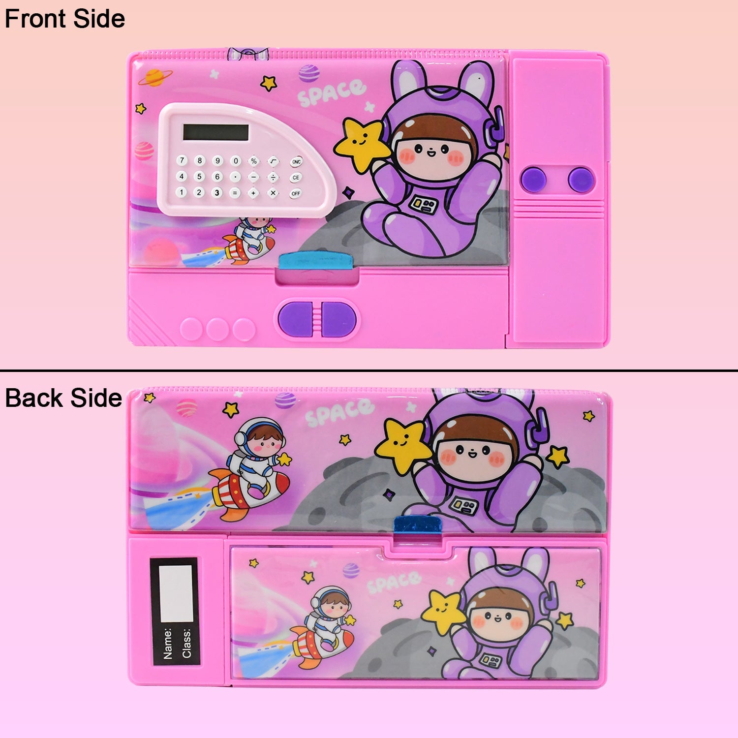 Multi-Functional Space Theme Pencil Box with Built-in Calculator (1 Pc) Multi-Functional Space Theme Pencil Box with Built-in Calculator (1 Pc)